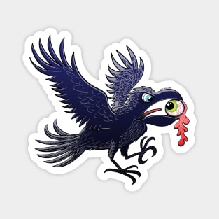 Evil crow ripping out and stealing an eyeball for a Halloween witch potion Magnet