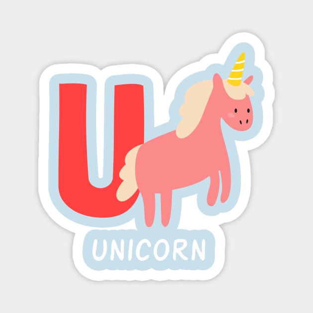 Unicorn Alphabet U funny Magnet by Kids series