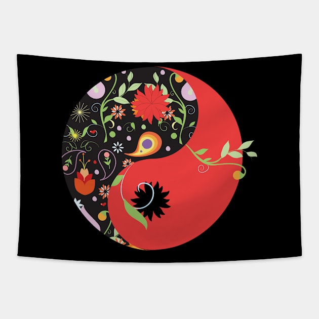 Floral Ying Yang Tapestry by emma17