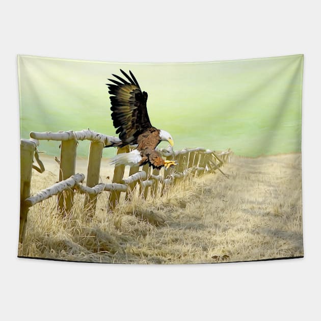 The Bald Eagle is Landing Tapestry by lauradyoung