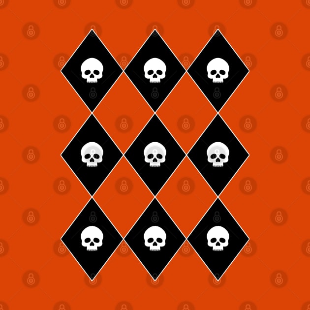 Harlequin Skull Pattern (Orange/Halloween) by inatorinator