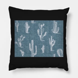 Cacti Canvas - blue Pillow