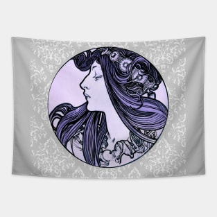 Alphonse Mucha Vintage Girl with a Twist 2 of 4 mug,coffee mug,t-shirt,pin,tapestry,notebook,tote,phone cover,pillow Tapestry