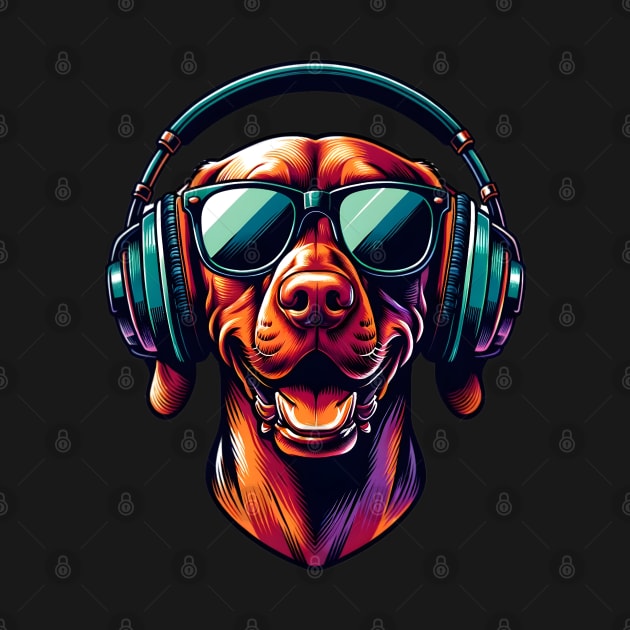 Vizsla Smiling DJ in Bold Japanese Artwork Style by ArtRUs