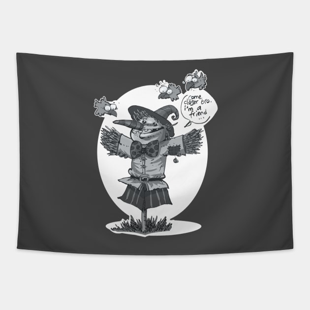 scarecrow funny cartoon grey tint Tapestry by anticute