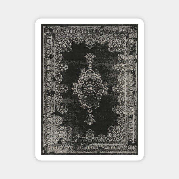 Black and white antique carpet Magnet by ghjura