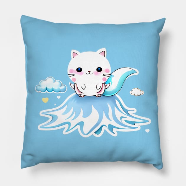 AeroBlossom Kitty: The Breezy Purrmaid Pillow by KawaiiNimbus