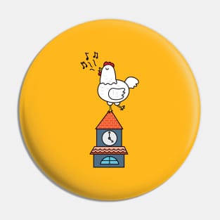 cute rooster on top of clock tower Pin