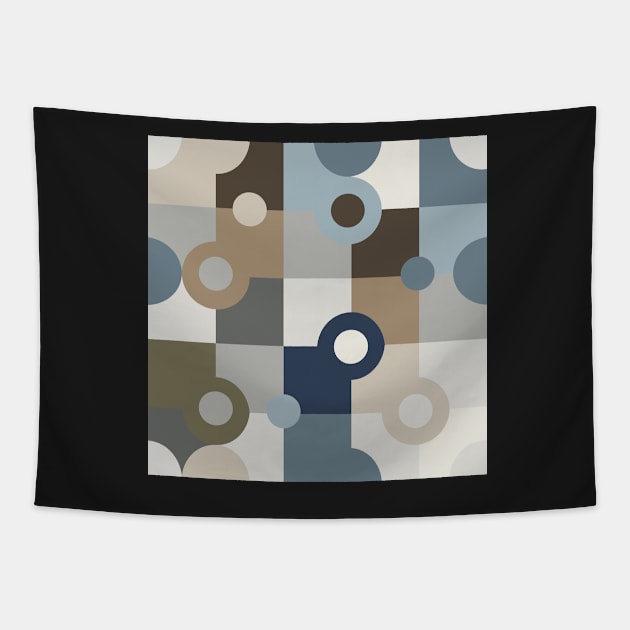 Woodland Circles Retro Vintage Abstract Pattern Tapestry by NattyDesigns