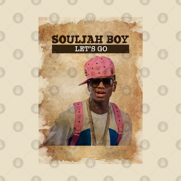 Vintage Old Paper 80s Style Soulja Boy /// Lets Go by Madesu Art