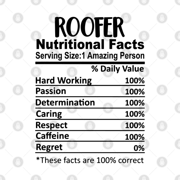 Roofer Nutrition Facts Funny by HeroGifts