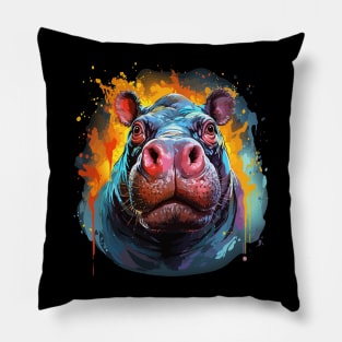 Hippo Rainbow Pillow