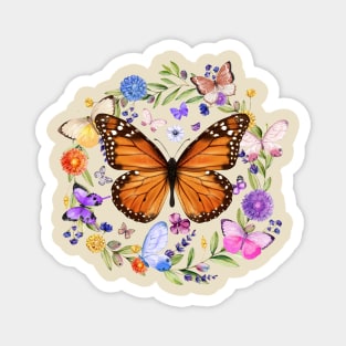 Pollinator Butterflies & Flowers Cottage core Aesthetic Magnet