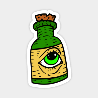 wine bottle with an eye. trippy Illuminati bottle. Magnet