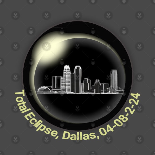 Total Eclipse 2024 Dallas Skyline by Ready to Be Mooned