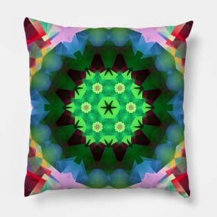 Colorful Symmetrical Kaleidoscopic Pattern Pillow