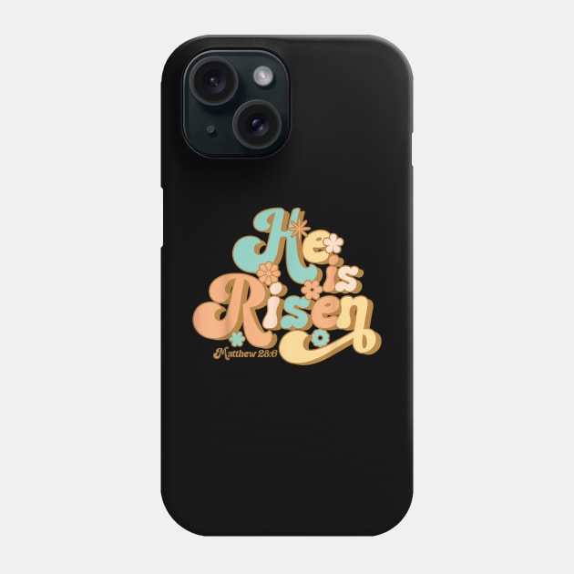 Easter Retro Groovy He Is Risen Jesus Women Easter Phone Case by Jennifer Wirth