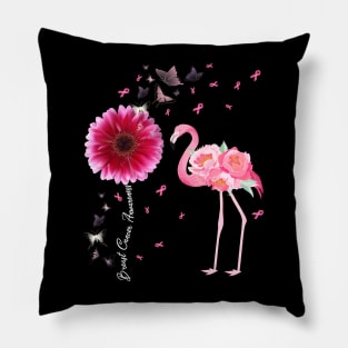 Breast cancer Awareness Pink Sunflower Flamingo Womens Pillow