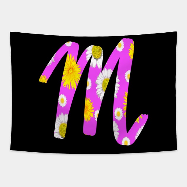 Letter m purple cursive  personalized custom name monogram initials Alphabet M capital letter M Tapestry by Artonmytee