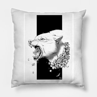 Body horror wolf - flowers 2 Pillow