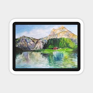 A House by the Lake in the Mountains Magnet