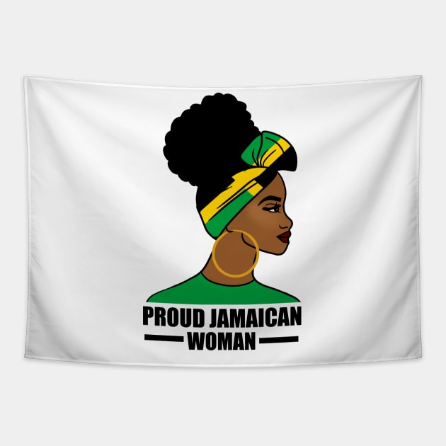 Proud Afro Jamaican Woman, Jamaica Flag Tapestry by dukito