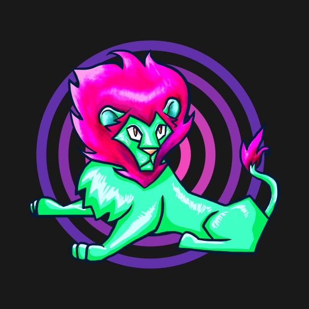 Cartoon Neon Lion by Alice_Wieckowska