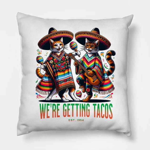 Funny Taco Cats Pillow by mieeewoArt