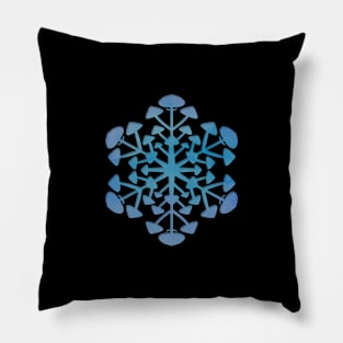 Blue Mushroom Snowflake Pillow