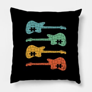 Offset Style Electric Guitar Puzzle Cool Retro Colors Pillow