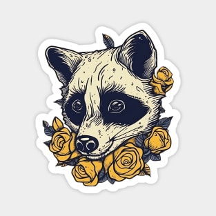 Yellow flower raccoon Magnet