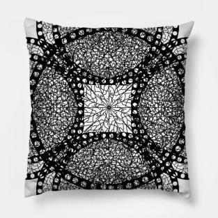 Black and White Circles and Webbing Pattern Pillow