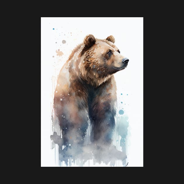 Ornamental Watercolor Grizzly by Abili-Tees