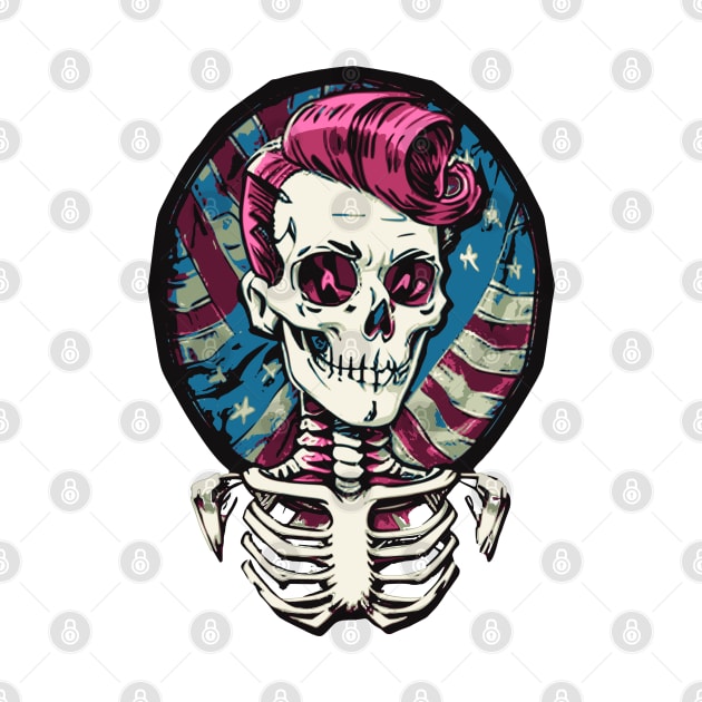 Fun Patriotic Rockabilly Skeleton by CGI Studios