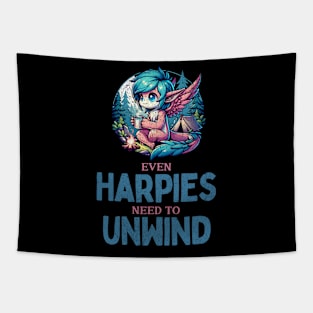 Even Harpies Need to Unwind, Camping Harpy Tapestry