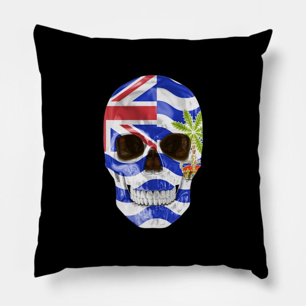 British Indian Ocean Territory Flag Skull - Gift for Biot With Roots From British Indian Ocean Territory Pillow by Country Flags