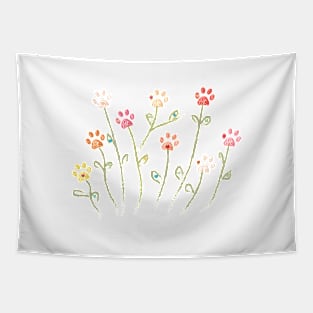 Made of flower doodle paw prints Tapestry