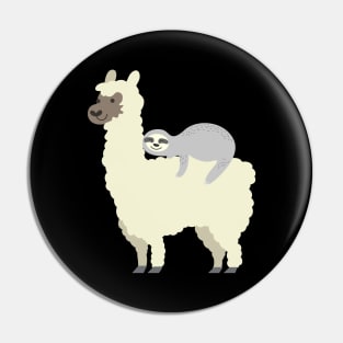 Cute & Funny Sloth Riding Llama Best Friends Pin