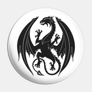 Silhouette heraldic dragon insignia Pin