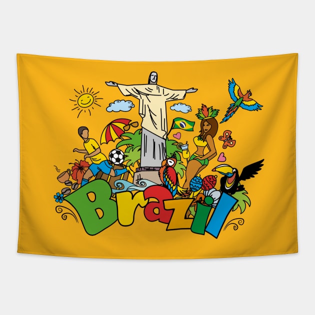 Brazil doodle design Tapestry by naum