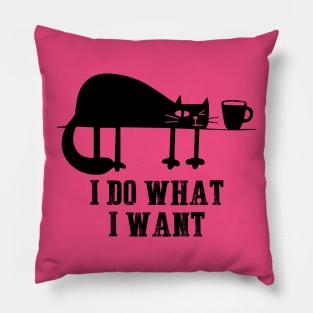 I Do What I Want Funny Black Cat Needs Coffee T-Shirt Pillow