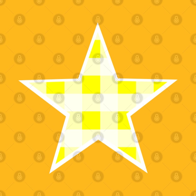 Yellow and White Buffalo Plaid Star by bumblefuzzies