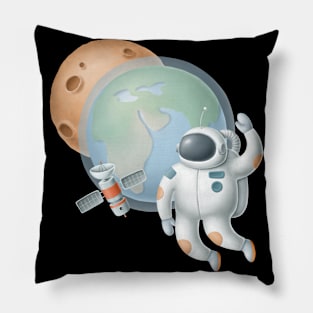 Astronaut and planet earth Pillow