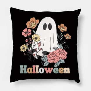 Cute Ghost With Flowers - Halloween Pillow