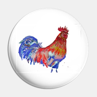 Rooster Watercolor Painting Pin