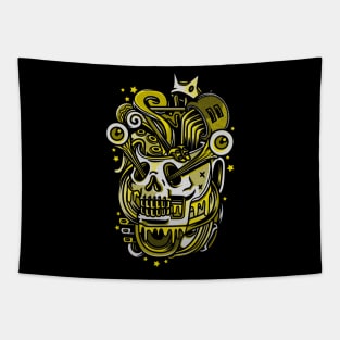 Skull Pop Art White Gold Tapestry