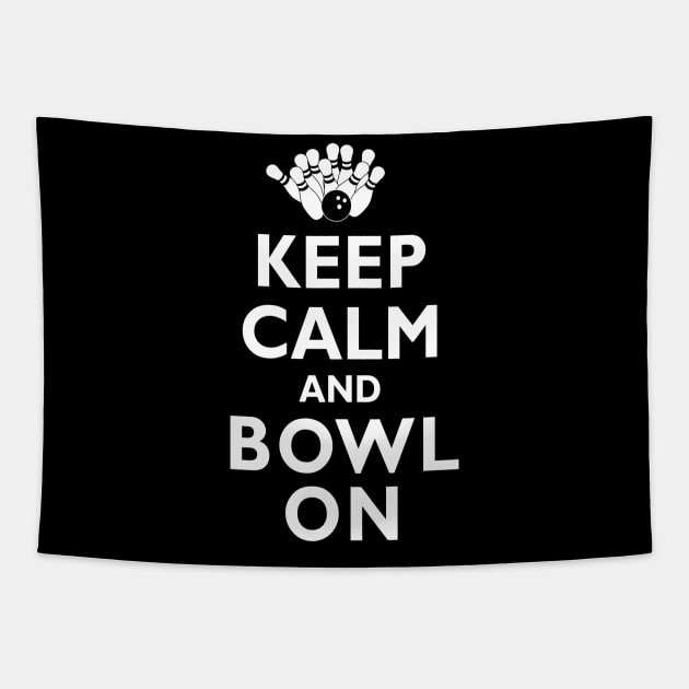 Keep Calm and Bowl On Bowling Bowler Tapestry by TeeCreations