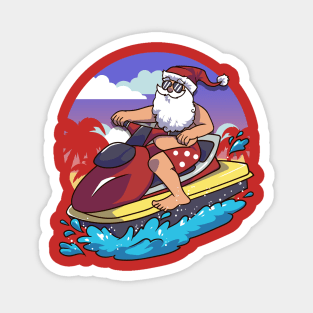 Hawaiian Christmas Santa Claus Jet Skiing Magnet