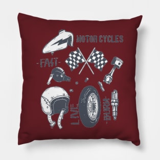 Motorcycle-parts-pack illustration design Pillow