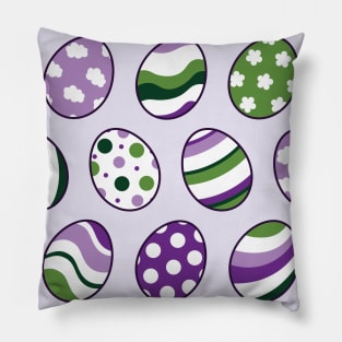 Egg Pattern | Purple Green | Stripes Clouds Flowers Dots | Light Purple Pillow